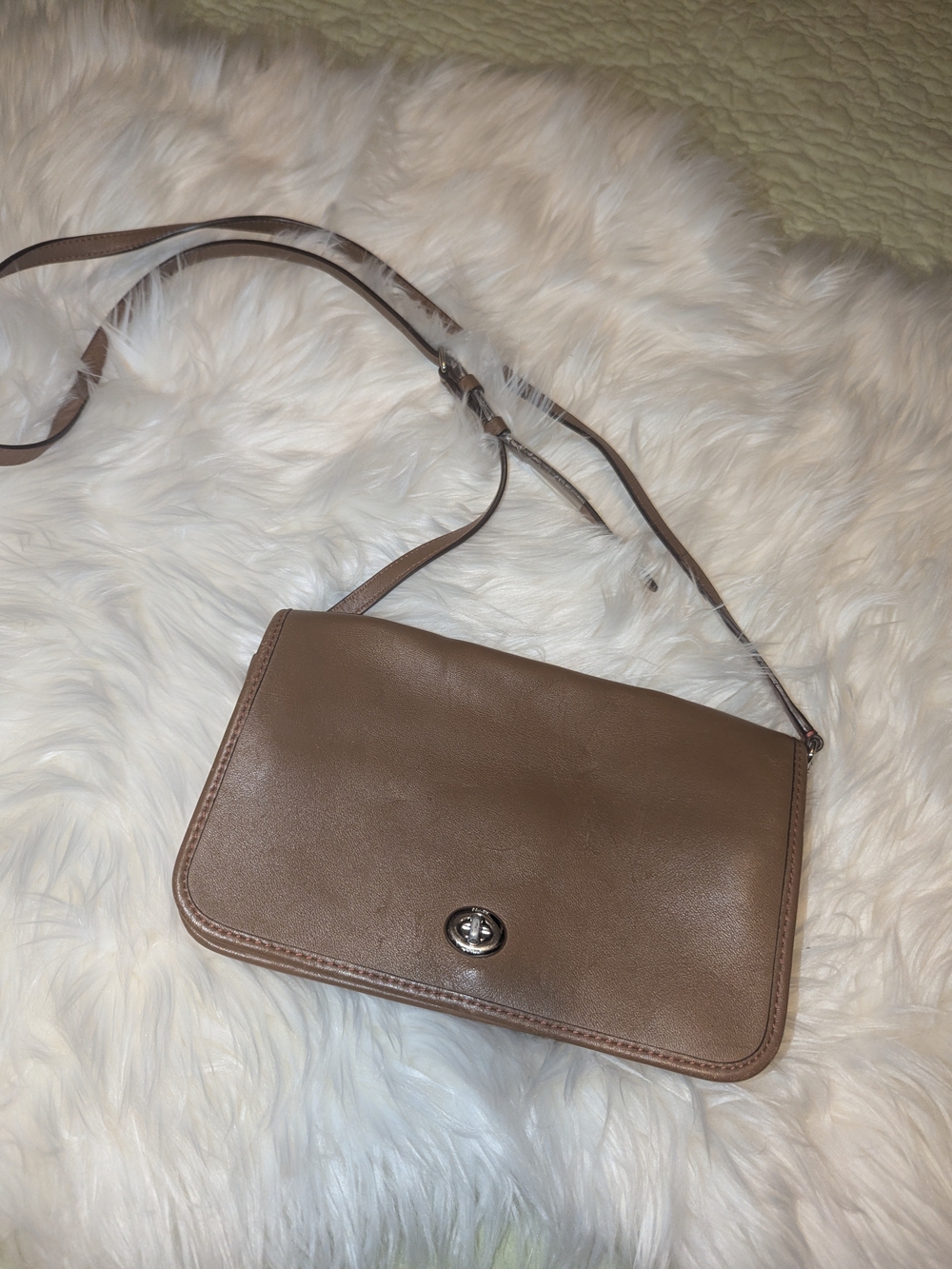 Coach Brown Leather Turnlock Crossbody Bag